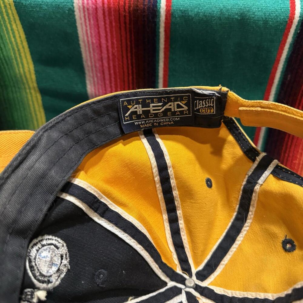 Vintage Rare Ahead BMW Championship Yellow Golf‎ Hat Classic Cut Strap back OSFA - Picture 5 of 5